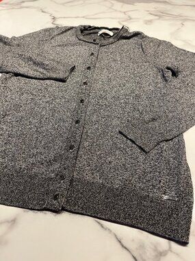 Calvin Klein Marled Crewneck Button Front Cardigan Sweater Medium